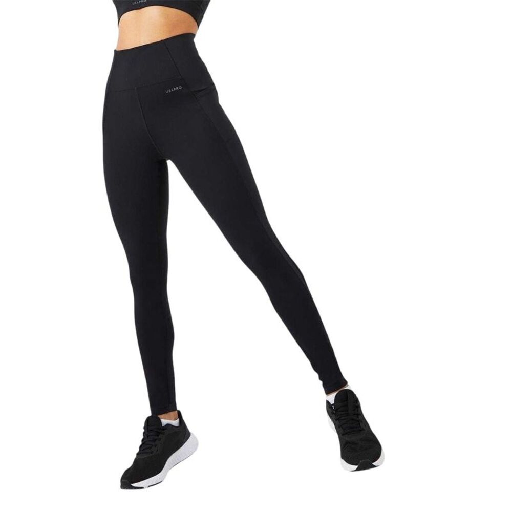 USA Pro Womens/Ladies Core High Rise Leggings / Black